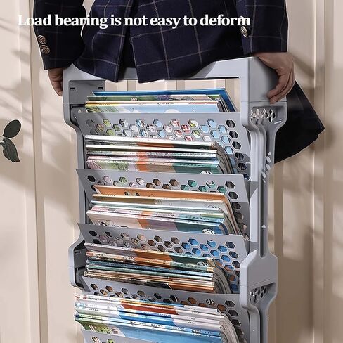 6-Tier Rolling Bookshelf Cart - Mobile Book with Wheels for Bedroom Living Room Home & School - Black Magazine Rack Storage Solution in Saudi Arabia