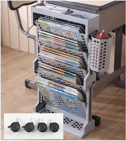 6-Tier Rolling Bookshelf Cart - Mobile Book with Wheels Magazine Rack for Bedroom Living Room Home & School - Black Storage Solution in Saudi Arabia