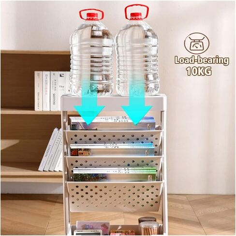 Mobile Standing Bookshelf Cart for Students Multi Purpose Magazine Shelf and Sundries Storage Unit with Rolling File Shelves for Office Green Color in Saudi Arabia