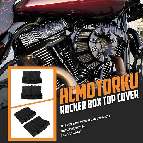 أغطية علوية لصندوق الروك لمحرك الدراجة النارية تناسب Harley Twin Cam 1999-2017 (أسود بالكامل) in Kuwait