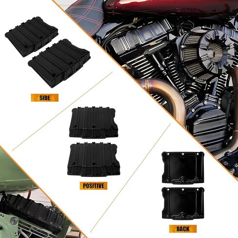 أغطية علوية لصندوق الروك لمحرك الدراجة النارية تناسب Harley Twin Cam 1999-2017 (أسود بالكامل) in Kuwait