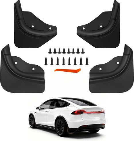 اللوحات الطينية لملحقات Tesla Model Y Juniper 2025 2026 [بدون حفر]، واقي الطين في جميع الأحوال الجوية، اللوحات الطينية الواقية للإطارات لملحقات Tesla Model Y Juniper in Kuwait