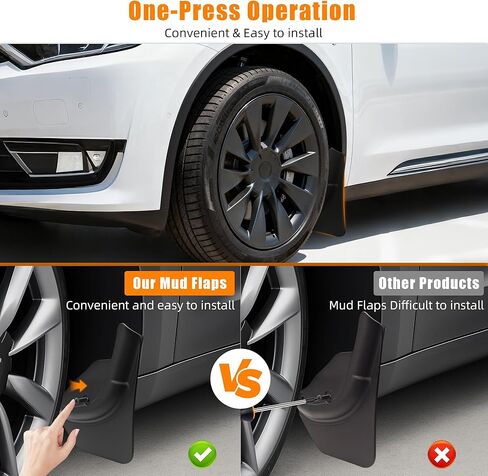 اللوحات الطينية لملحقات Tesla Model Y Juniper 2025 2026 [بدون حفر]، واقي الطين في جميع الأحوال الجوية، اللوحات الطينية الواقية للإطارات لملحقات Tesla Model Y Juniper in Kuwait