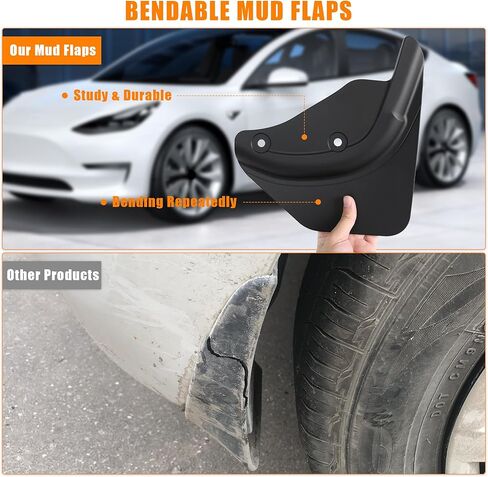 اللوحات الطينية لملحقات Tesla Model Y Juniper 2025 2026 [بدون حفر]، واقي الطين في جميع الأحوال الجوية، اللوحات الطينية الواقية للإطارات لملحقات Tesla Model Y Juniper in Kuwait