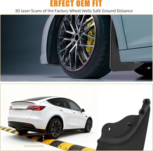 اللوحات الطينية لملحقات Tesla Model Y Juniper 2025 2026 [بدون حفر]، واقي الطين في جميع الأحوال الجوية، اللوحات الطينية الواقية للإطارات لملحقات Tesla Model Y Juniper in Kuwait