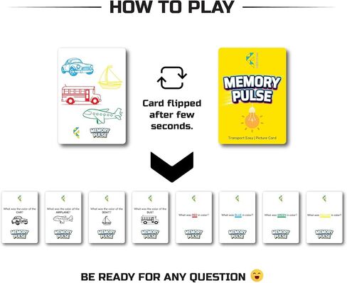 Memory Pulse, Memory Game for Kids and Adults, Card Games, Board Games, Family Brain Games, Learning Games, Game Night, Travel Games, Ages 5+ in Saudi Arabia