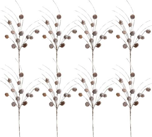 Bibelot Christmas Snow Pine Cones Picks, 8 Pcs Christmas Natural Pine Cones Branches Stems Holiday Decoration for DIY Craft Xmas Tree Wreath Garland Home Winter (16 inch) in Saudi Arabia