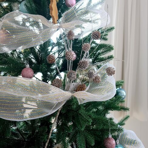 Bibelot Christmas Snow Pine Cones Picks, 8 Pcs Christmas Natural Pine Cones Branches Stems Holiday Decoration for DIY Craft Xmas Tree Wreath Garland Home Winter (16 inch) in Saudi Arabia
