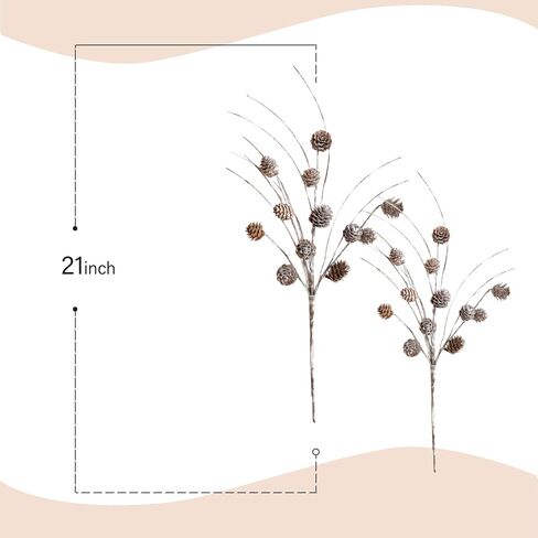Bibelot Christmas Snow Pine Cones Picks, 8 Pcs Christmas Natural Pine Cones Branches Stems Holiday Decoration for DIY Craft Xmas Tree Wreath Garland Home Winter (16 inch) in Saudi Arabia