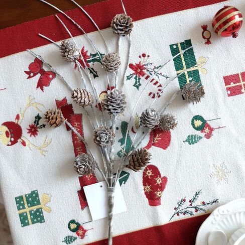 Bibelot Christmas Snow Pine Cones Picks, 8 Pcs Christmas Natural Pine Cones Branches Stems Holiday Decoration for DIY Craft Xmas Tree Wreath Garland Home Winter (16 inch) in Saudi Arabia
