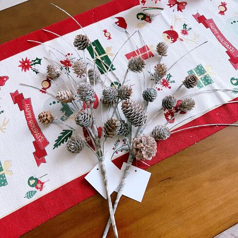 Bibelot Christmas Snow Pine Cones Picks, 8 Pcs Christmas Natural Pine Cones Branches Stems Holiday Decoration for DIY Craft Xmas Tree Wreath Garland Home Winter (16 inch) in Saudi Arabia