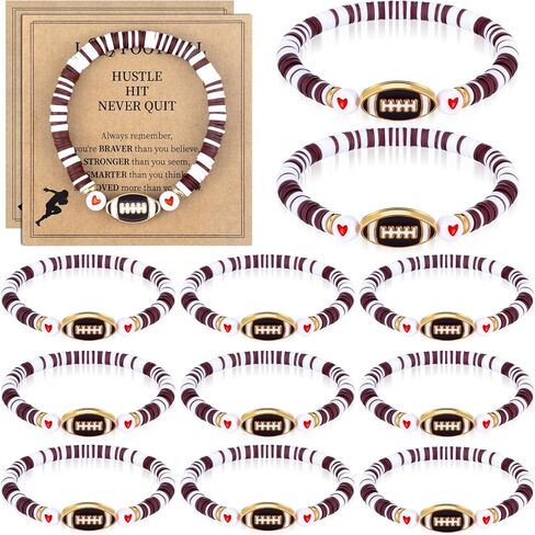 20 Set Bracelets Bulk Adjustable Sport Beaded Bracelets Gifts with Motivational Cards Sports Party Favors for Women Men Lovers Team Players Coaches in Saudi Arabia