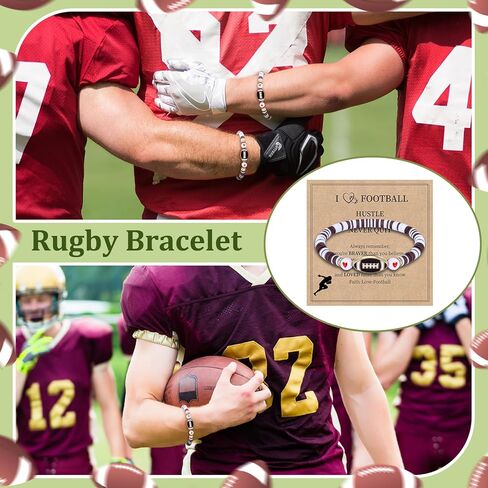 20 Set Bracelets Bulk Adjustable Sport Beaded Bracelets Gifts with Motivational Cards Sports Party Favors for Women Men Lovers Team Players Coaches in Saudi Arabia