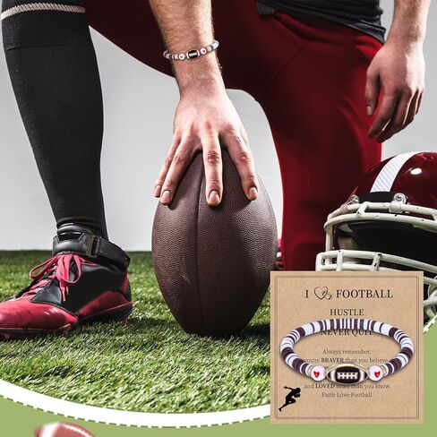 20 Set Bracelets Bulk Adjustable Sport Beaded Bracelets Gifts with Motivational Cards Sports Party Favors for Women Men Lovers Team Players Coaches in Saudi Arabia