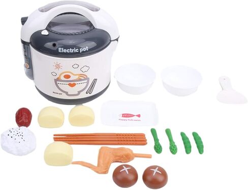 لعبة طبخ الأرز للأطفال، محاكاة الصوت، مجموعة أدوات طبخ المطبخ البلاستيكية للأطفال، مجموعة كاملة باللون الرمادي مع أطباق أوعية مغرفة الأرز والمواد الغذائية in Kuwait