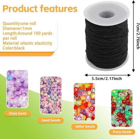 1mm Stretchy Bracelet String, 330 Feet Sturdy Rainbow Elastic String Elastic Cord for Jewelry Making, Necklaces, Beading,Sewing and Crafts in Saudi Arabia