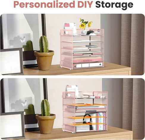 Daltack 6 Tier Paper Organizer for Desk, Paper Letter Tray Organizer for Desks, Mesh Desk File Organizers with Handle for Office, Home, School, Black in Kuwait