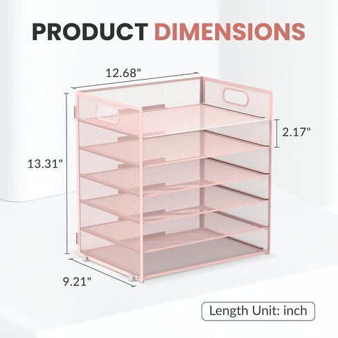 Daltack 6 Tier Paper Organizer for Desk, Paper Letter Tray Organizer for Desks, Mesh Desk File Organizers with Handle for Office, Home, School, Black in Kuwait