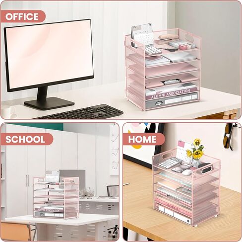Daltack 6 Tier Paper Organizer for Desk, Paper Letter Tray Organizer for Desks, Mesh Desk File Organizers with Handle for Office, Home, School, Black in Kuwait