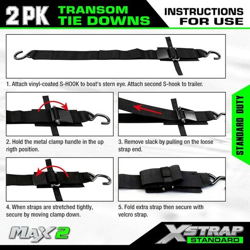 XSTRAP STANDARD 1PK 2''x 13' Gunwale Tie-Down, Marine Boat Trailer Strap with Hooks in Saudi Arabia