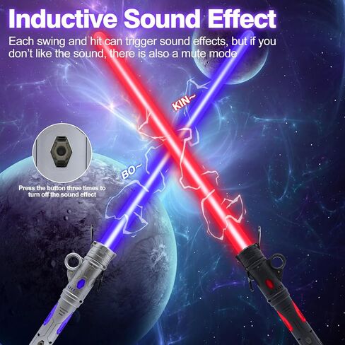 سيف مضيء للأطفال، مجموعة سيوف مضيئة LED مع 25 لونًا من الأضواء الإلكترونية المتغيرة وصوت FX لحفلات الهالوين من Galaxy War Fighter Warriors (مع مشبك حزام) in Kuwait