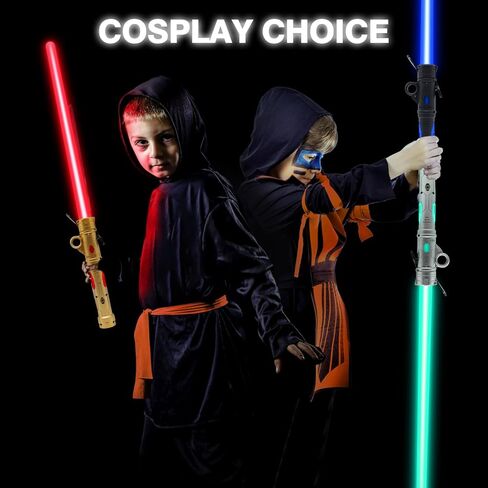 سيف مضيء للأطفال، مجموعة سيوف مضيئة LED مع 25 لونًا من الأضواء الإلكترونية المتغيرة وصوت FX لحفلات الهالوين من Galaxy War Fighter Warriors (مع مشبك حزام) in Kuwait