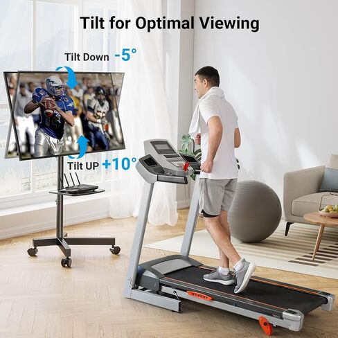 PERLESMITH Mobile TV Stand on Wheels for 32-75 Inch Flat/Curved Panel Screens TVs Height Adjustable Floor Trolley Stand Holds up to 99lbs Tilt Rolling TV Cart with Shelf Max VESA 600x400mm - PSTVMC03 in Kuwait