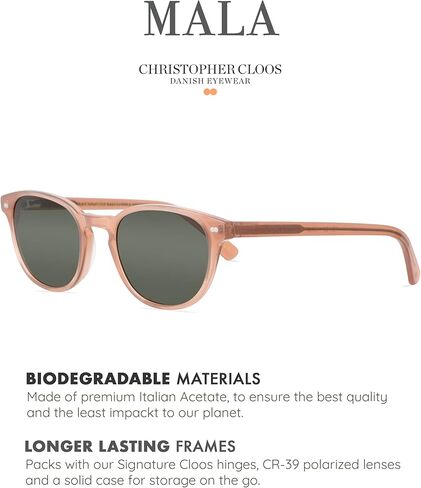 Christopher Cloos - Mala On The Rocks - Round Polarized Sunglasses for Men & Women with Case - Trendy Sun UV Protection Glasses - Unisex in Saudi Arabia