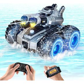 Remote Control Car, Amphibious Monster Truck Toys, RC Boat with Water Gun, Gesture Sensing RC Stunt Car for 120 Mins Play, Remote Control Boat for Kids 6 7 8 9 10 11 12+ Year Birthday in Saudi Arabia