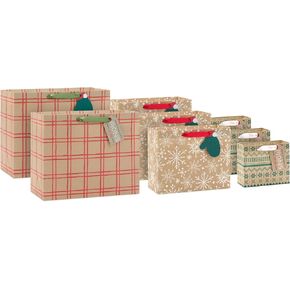 Hallmark Holiday Kraft Gift Bags with Gift Tags (8 Horizontal Bags, 8 Tags: Snowflakes, Mittens, Let It Snow) in Saudi Arabia