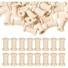1" Wooden Spools of Crafts Empty Natural Wood Thread Spools Bulk Barrel Empty Thread Spool Antique Wood Spool for Organizing Cord Twine Ribbon Chains Elastic Threads(50Pcs) in Saudi Arabia