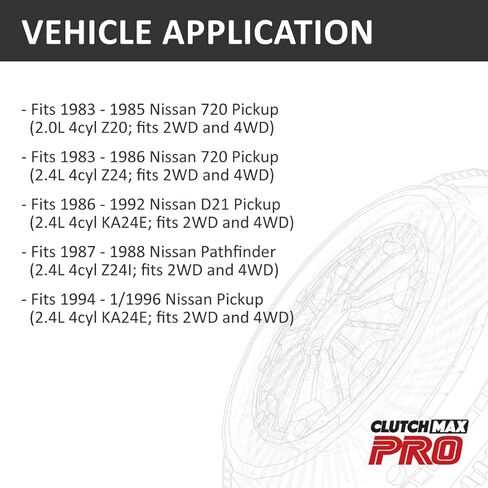 مجموعة القابض ClutchMaxPRO شديدة التحمل OEM وعجلة الموازنة متوافقة مع 1983-1996 Nissan 720 D21 Pickup 2.0L 2.4L 2WD 4WD (CP06038HDFW-CK) in Saudi Arabia