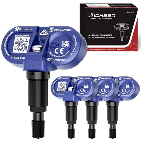 جهاز استشعار TPMS بلوتوث مطور من Richeer لعام 2020-2025 موديل 3، موديل Y، موديل S، موديل X، 4 عبوات استبدال مستشعر مراقبة ضغط الإطارات OE # 1490701-00-B، 1490701-01-B، 1490701-01-C in Kuwait