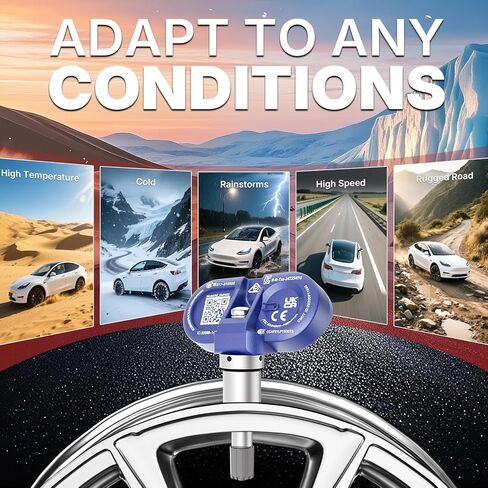 جهاز استشعار TPMS بلوتوث مطور من Richeer لعام 2020-2025 موديل 3، موديل Y، موديل S، موديل X، 4 عبوات استبدال مستشعر مراقبة ضغط الإطارات OE # 1490701-00-B، 1490701-01-B، 1490701-01-C in Kuwait