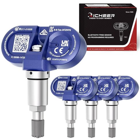 جهاز استشعار TPMS بلوتوث مطور من Richeer لعام 2020-2025 موديل 3، موديل Y، موديل S، موديل X، 4 عبوات استبدال مستشعر مراقبة ضغط الإطارات OE # 1490701-00-B، 1490701-01-B، 1490701-01-C in Kuwait