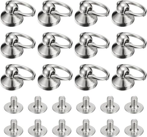 6x10mm Ball Head Stud Rivets Screw Back with O Ring, 12Pack Button Nipple Rivet for DIY Leather Craft, Silver Tone in Saudi Arabia