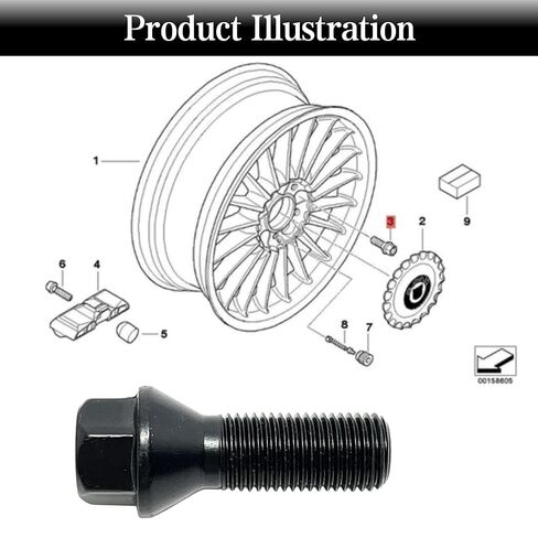 5 قطعة عجلة العروة الترباس M14 * 1.5 ل BMW E65 E66 745 750 760 E83 X3 استبدال 36136781152 in Kuwait