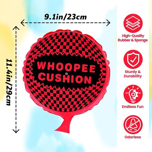 Whoopee Cushion, 9" Whoopie Cushion Fart Toy, Self Inflating Woopie Cushion for Kids Adult Teens, Make Great Big Mega Woopy Fart Sounds, Funny Fart Game, Prank Gag White Elephant Gifts in Saudi Arabia