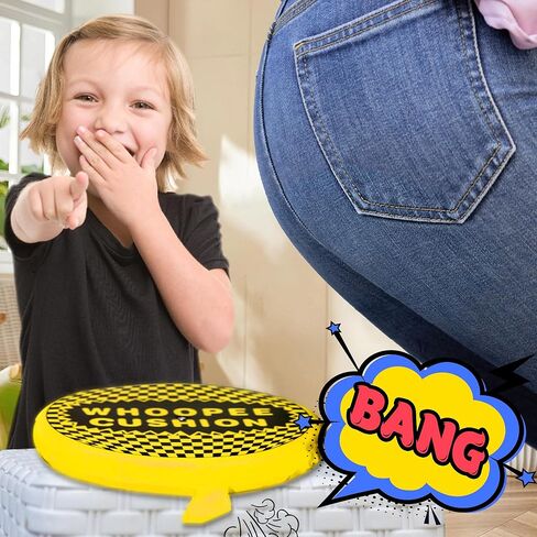 Whoopee Cushion, 9" Whoopie Cushion Fart Toy, Self Inflating Woopie Cushion for Kids Adult Teens, Make Great Big Mega Woopy Fart Sounds, Funny Fart Game, Prank Gag White Elephant Gifts in Saudi Arabia
