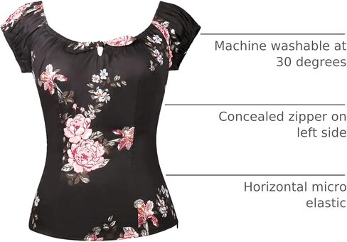 YARN & INK Women's Pinup Shirt 1950s Vintage Rockabilly Puff Sleeve BowBlouse Off Shoulder Tops in Kuwait
