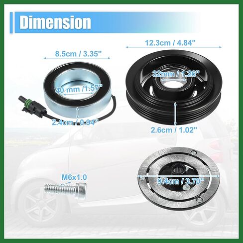 Motoforti 1 Set AC ضاغط استبدال القابض لـ Smart Fortwo 3 Cyl 1.0L 2008-2015 طويل الأمد in Saudi Arabia