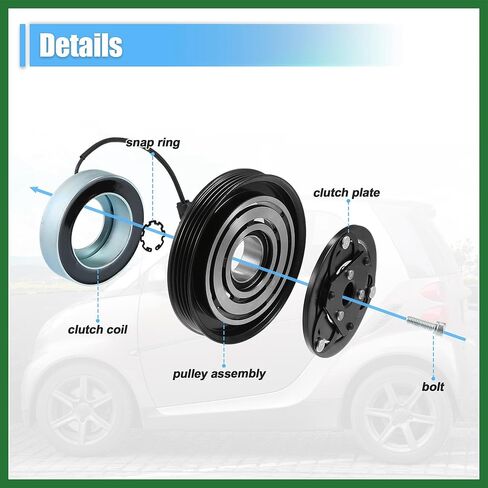 Motoforti 1 Set AC ضاغط استبدال القابض لـ Smart Fortwo 3 Cyl 1.0L 2008-2015 طويل الأمد in Saudi Arabia