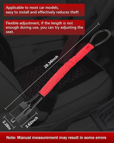 2025 Upgraded car Steering Wheel Lock, seat Belt Lock, and Anti-Theft Device, Maximum Length 17 inches, 3 Keys, Multi-Functional, Suitable for Most Vehicles, SUVs, and Golf cart Security (red). in Kuwait