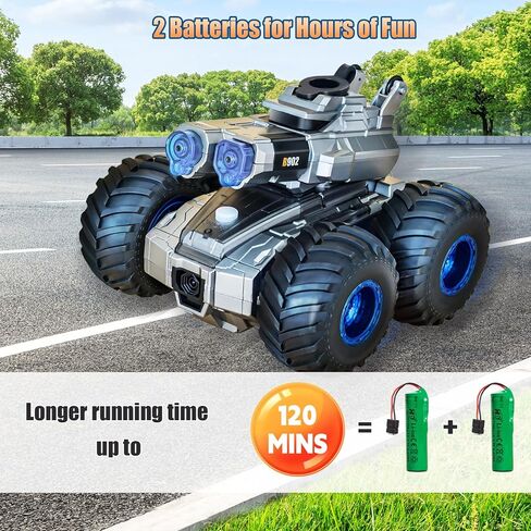 Remote Control Car, Amphibious Monster Truck Toys, RC Boat with Water Gun, Gesture Sensing RC Stunt Car for 120 Mins Play, Remote Control Boat for Kids 6 7 8 9 10 11 12+ Year Birthday in Saudi Arabia