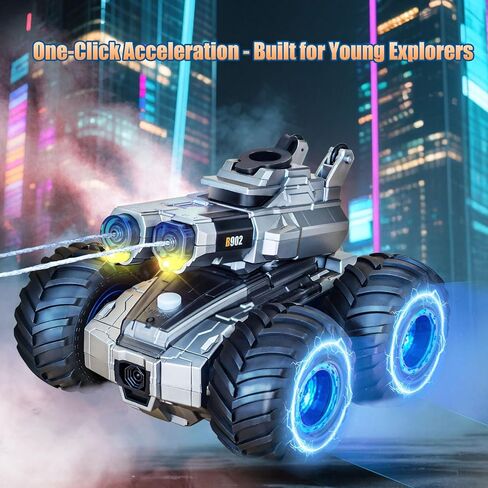 Remote Control Car, Amphibious Monster Truck Toys, RC Boat with Water Gun, Gesture Sensing RC Stunt Car for 120 Mins Play, Remote Control Boat for Kids 6 7 8 9 10 11 12+ Year Birthday in Saudi Arabia
