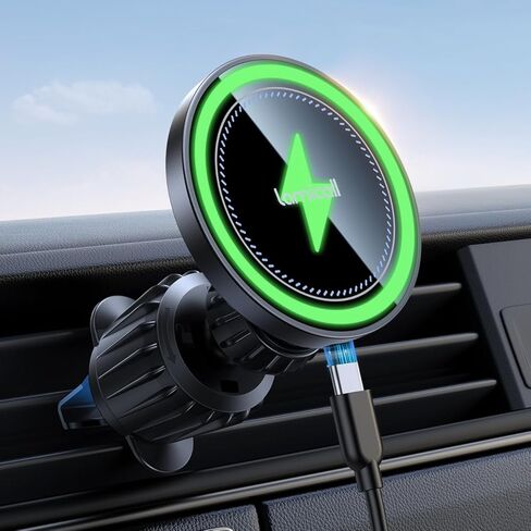 Lamicall Fits MagSafe Car Mount - [20X Strong Magnets] [Metal Hook] Magnetic Phone Holders for Your Car - 360° Rotation Car Phone Holder for iPhone 15 14 13 Pro Plus Max Mag Safe Case & All Phones in Saudi Arabia