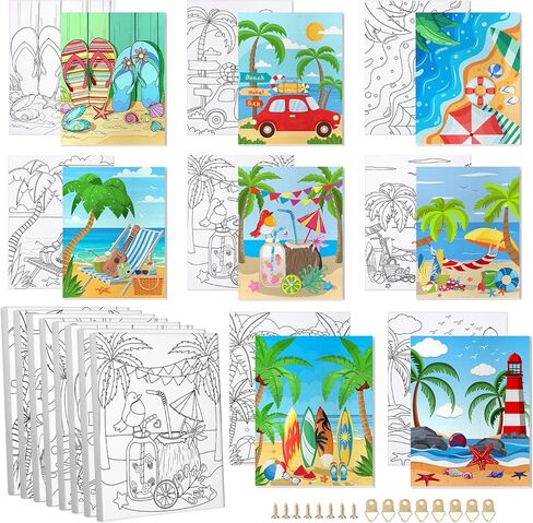 قماش مرسوم مسبقًا لعيد الميلاد للبالغين والأطفال - مجموعة لوحات قماشية مؤطرة مطبوعة مسبقًا مقاس 8 × 10 بوصة لحفلة الرشفة والطلاء، قماش مرسوم مسبقًا للحرف اليدوية والديكورات المنزلية in Kuwait