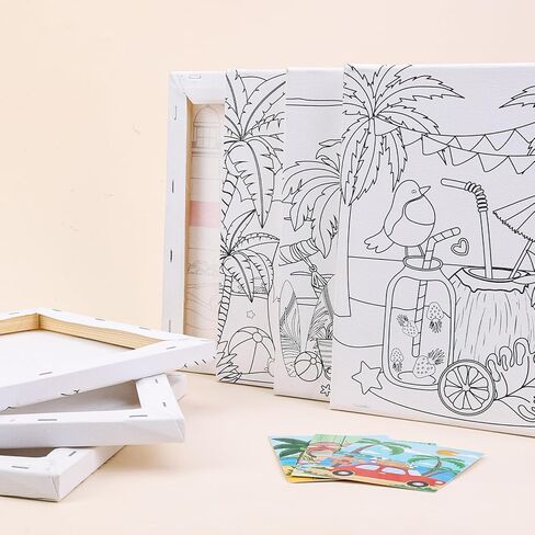 قماش مرسوم مسبقًا لعيد الميلاد للبالغين والأطفال - مجموعة لوحات قماشية مؤطرة مطبوعة مسبقًا مقاس 8 × 10 بوصة لحفلة الرشفة والطلاء، قماش مرسوم مسبقًا للحرف اليدوية والديكورات المنزلية in Kuwait