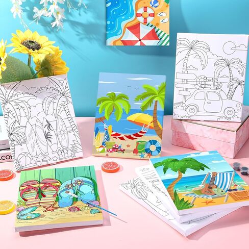 قماش مرسوم مسبقًا لعيد الميلاد للبالغين والأطفال - مجموعة لوحات قماشية مؤطرة مطبوعة مسبقًا مقاس 8 × 10 بوصة لحفلة الرشفة والطلاء، قماش مرسوم مسبقًا للحرف اليدوية والديكورات المنزلية in Kuwait