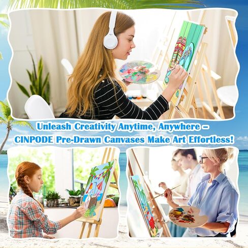 قماش مرسوم مسبقًا لعيد الميلاد للبالغين والأطفال - مجموعة لوحات قماشية مؤطرة مطبوعة مسبقًا مقاس 8 × 10 بوصة لحفلة الرشفة والطلاء، قماش مرسوم مسبقًا للحرف اليدوية والديكورات المنزلية in Kuwait